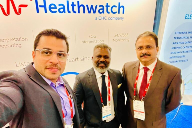 Seen with Dr. Kandeepan here are Avinash Kumar Issac (left) and Dr. Ulhas Pandurangi, Chief: Department Of Cardiac Electrophysiology and Pacing, MMM, Chennai